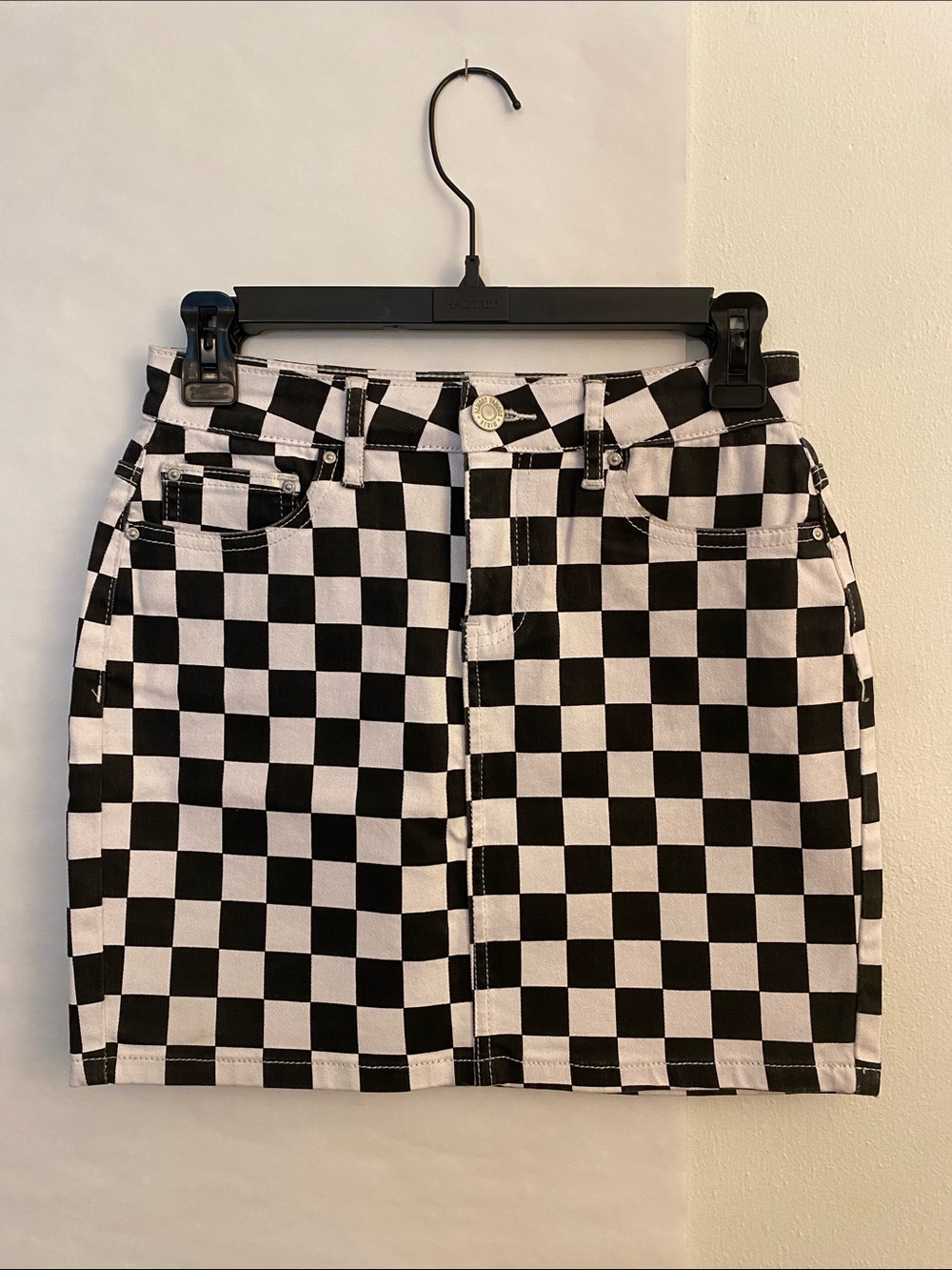 Almost Famous Black and White Checkered Mini Skirt
